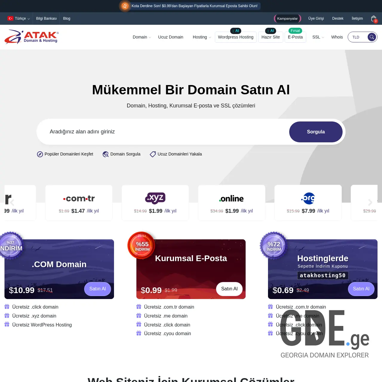 Screenshot of the site atakdomain.com at 2025-12-14
