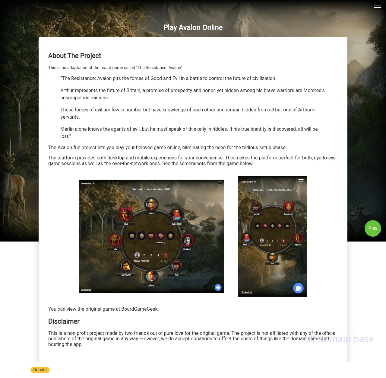 Screenshot of the site avalon.ge