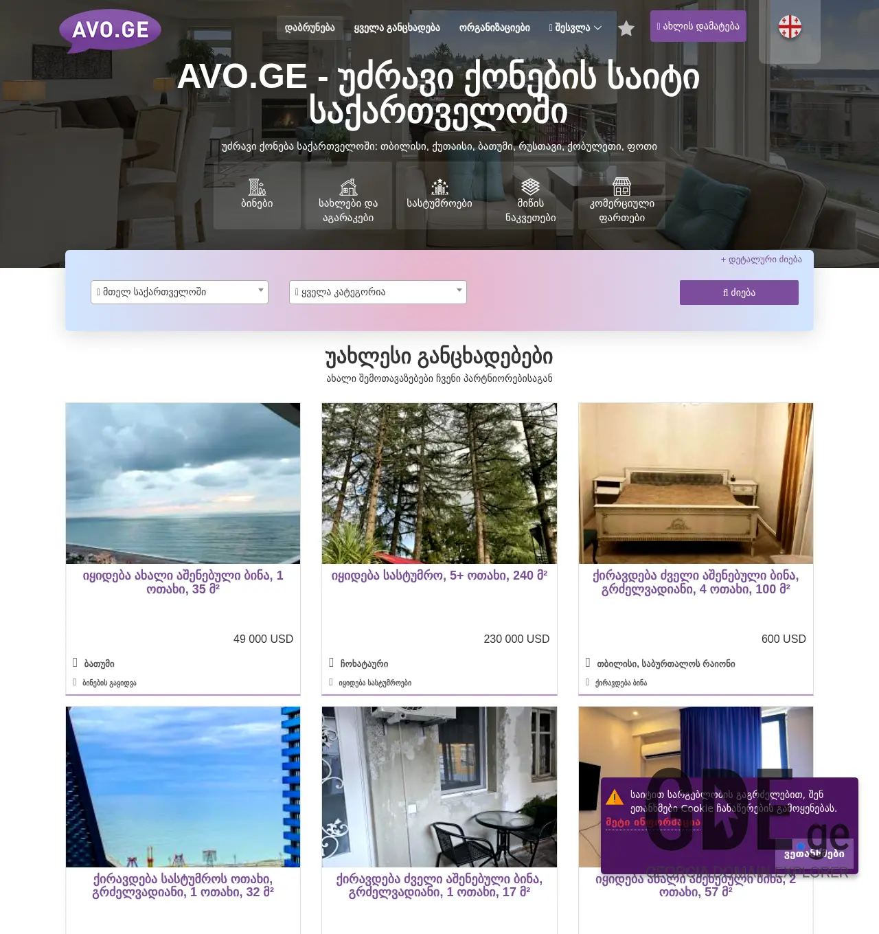 Screenshot of the site avo.ge at 2025-11-30