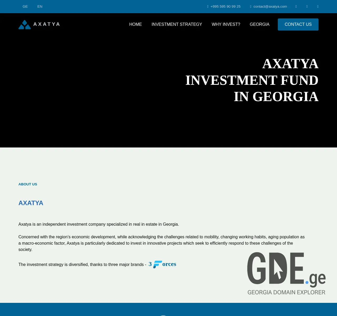 Screenshot of the site axatya.ge at 2025-11-26