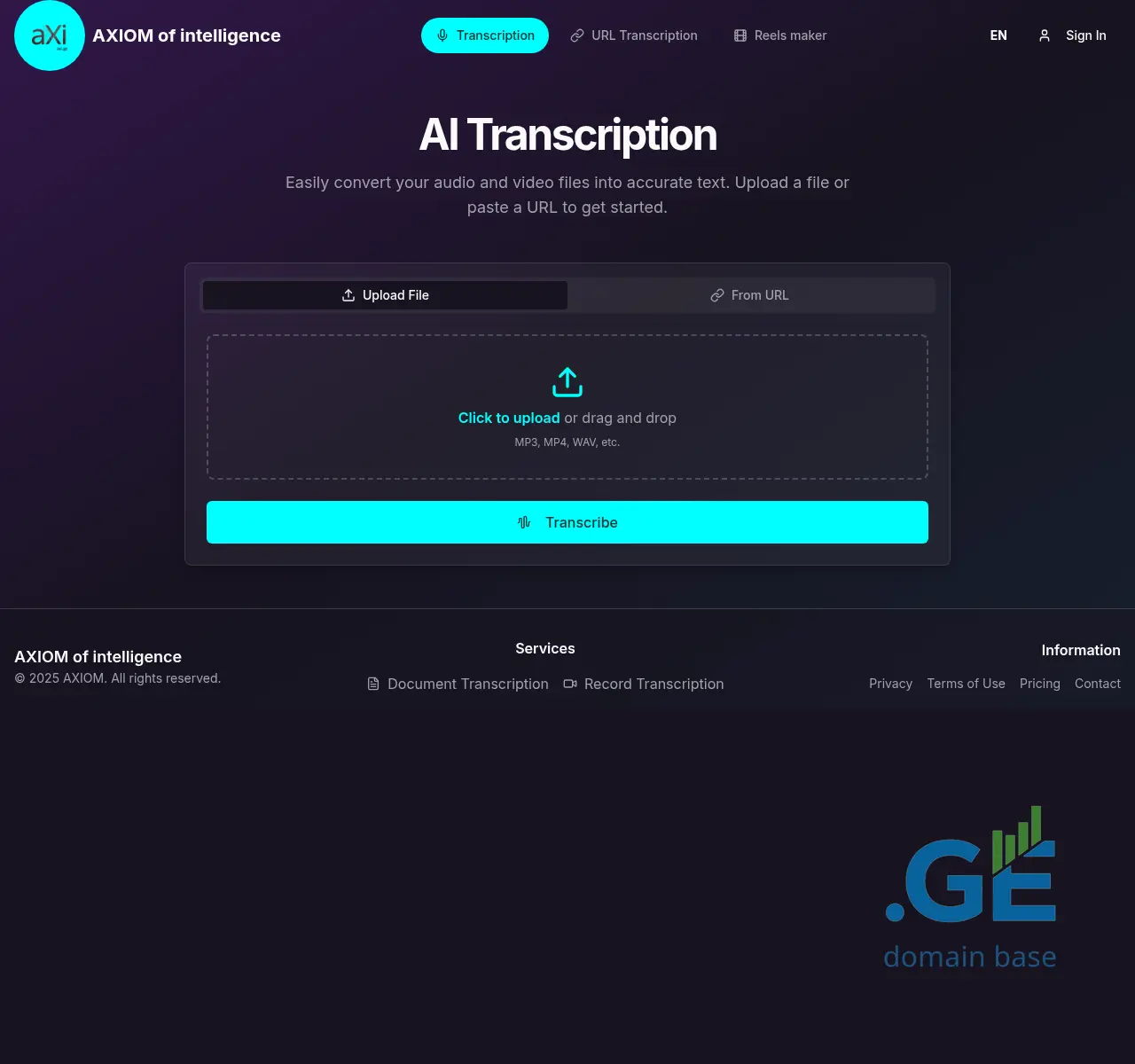 Screenshot of the site axi.ge at 2025-11-06
