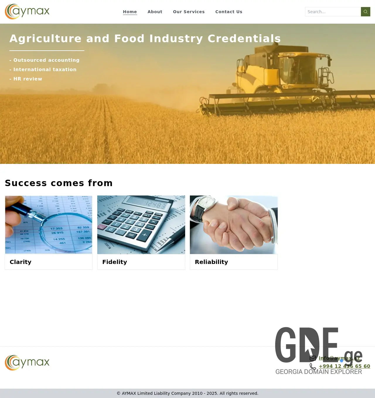 Screenshot of the site aymax.ge at 2025-11-29