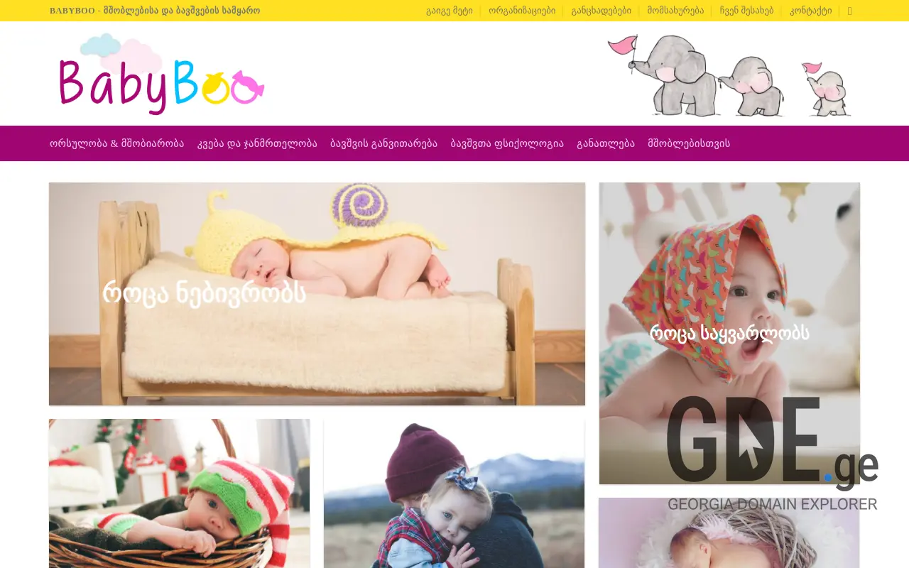 Screenshot of the site babyboo.ge at 2025-11-28