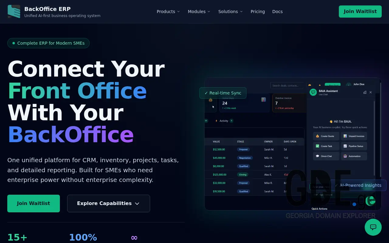 Screenshot of the site backoffice.ge at 2025-11-28