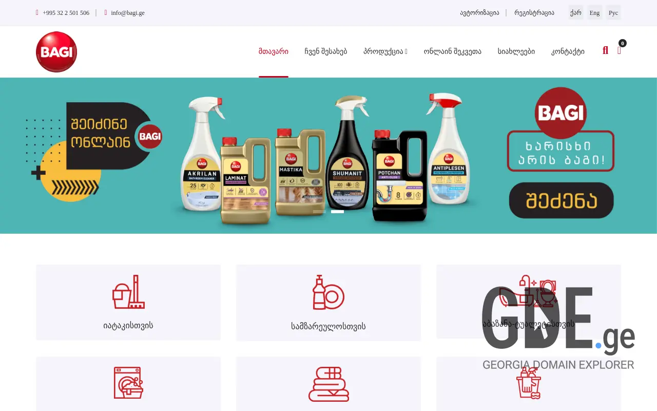 Screenshot of the site bagi.ge at 2025-11-28