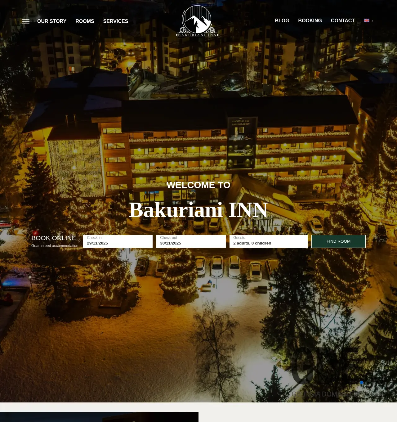 Screenshot of the site bakurianiinn.ge at 2025-11-29