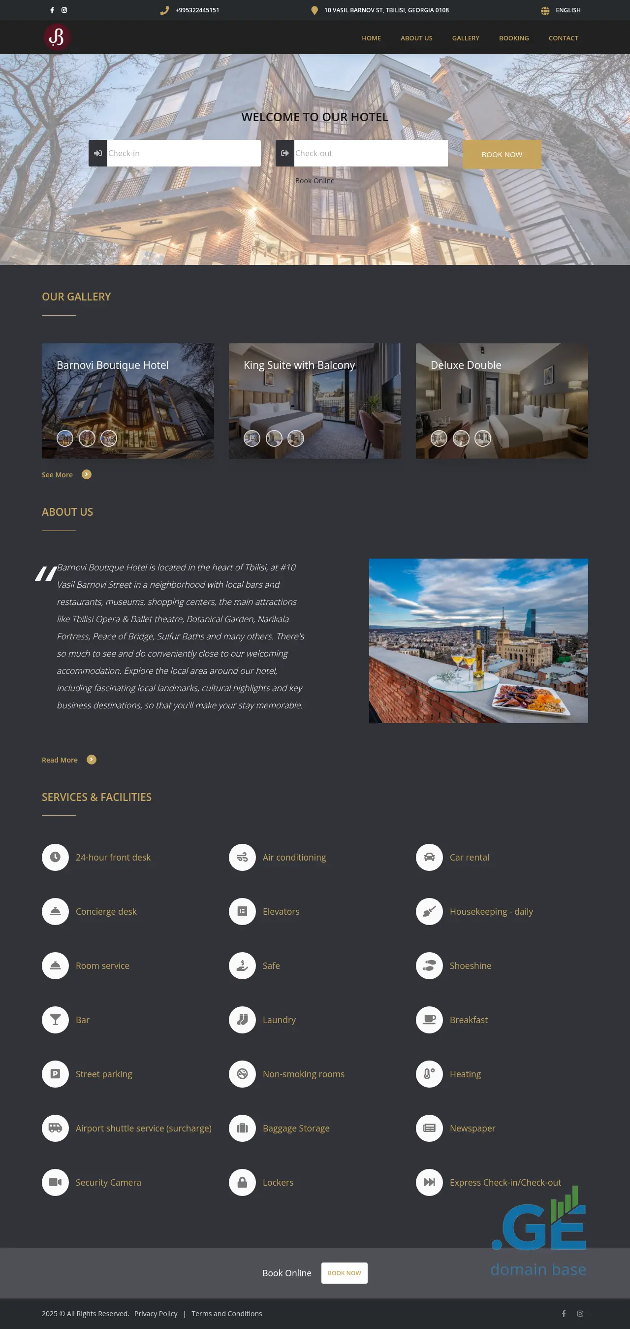 Screenshot of the site barnovihotel.ge at 2025-10-03