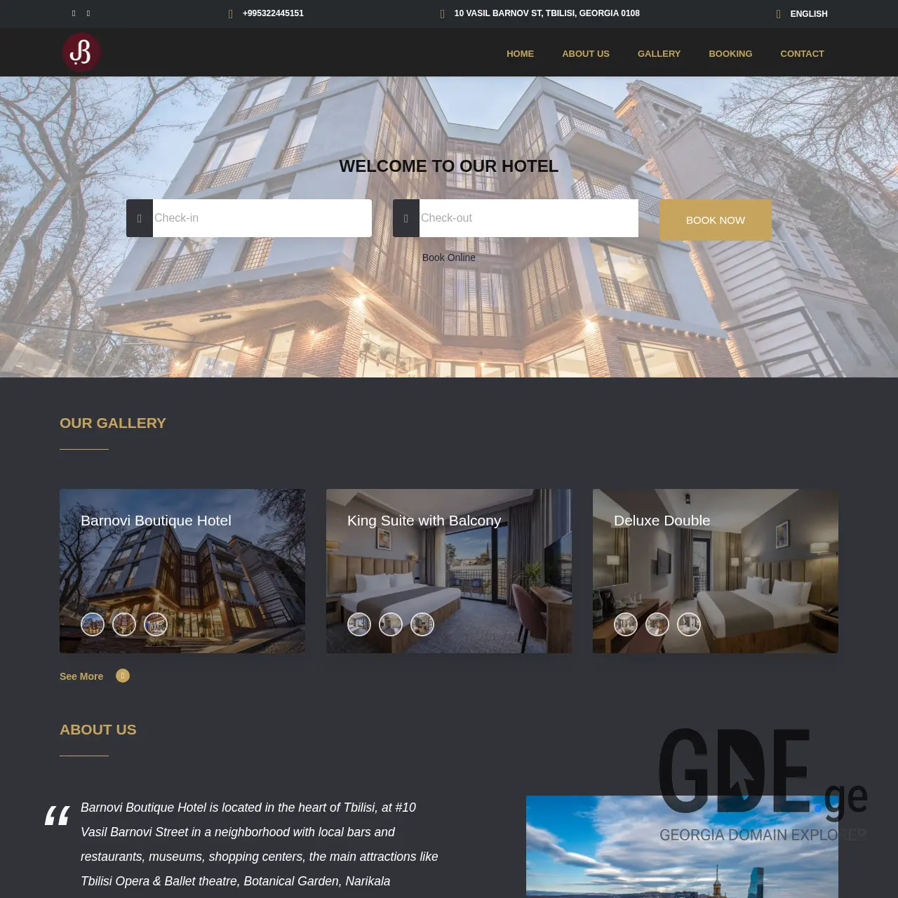 Screenshot of the site barnovihotel.ge at 2025-12-08