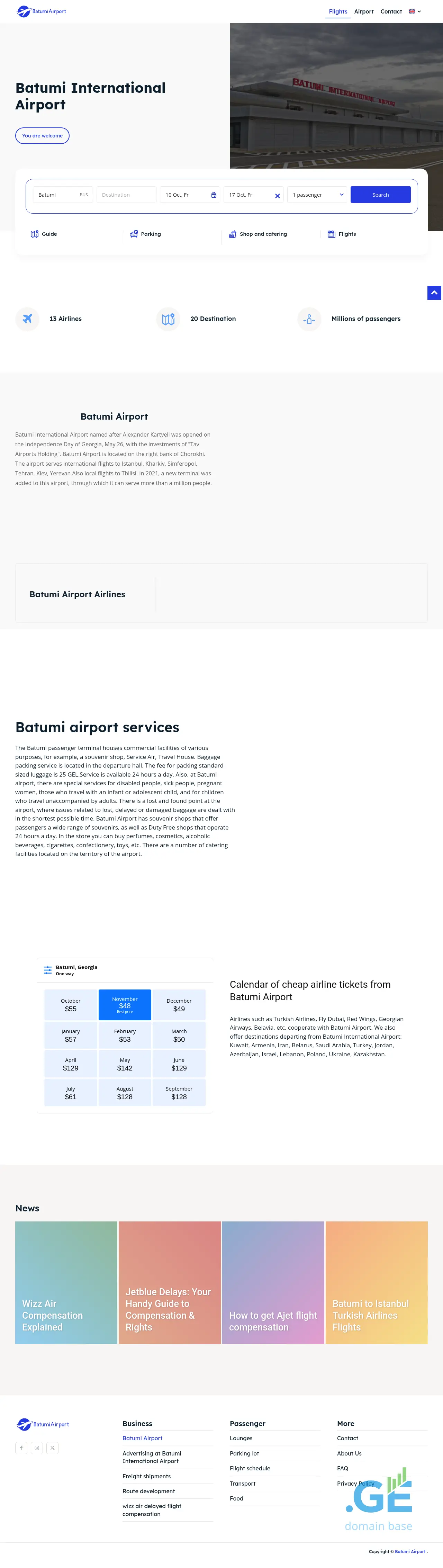 Screenshot of the site batumiairport.ge at 2025-10-03