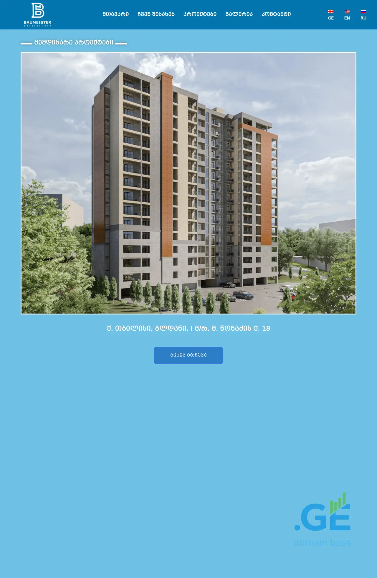 Screenshot of the site baumeister.ge