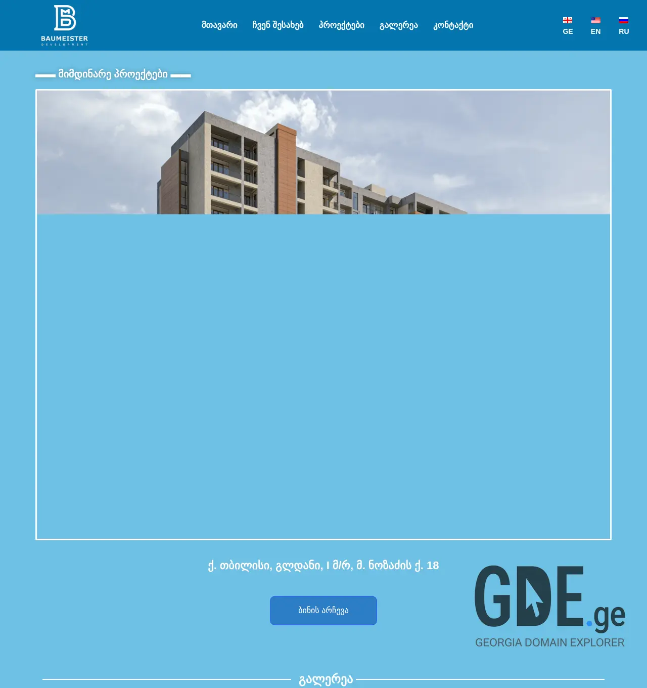 Screenshot of the site baumeister.ge at 2025-11-30
