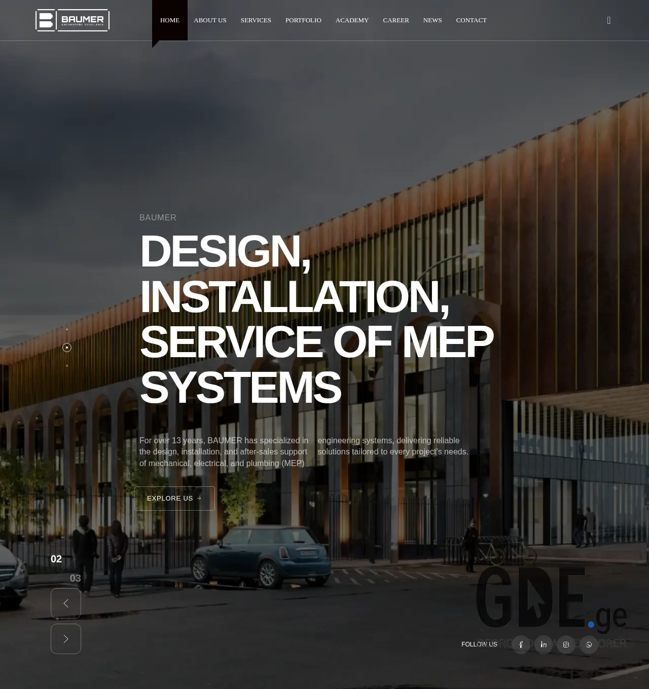 Screenshot of the site baumer.ge at 2025-11-30