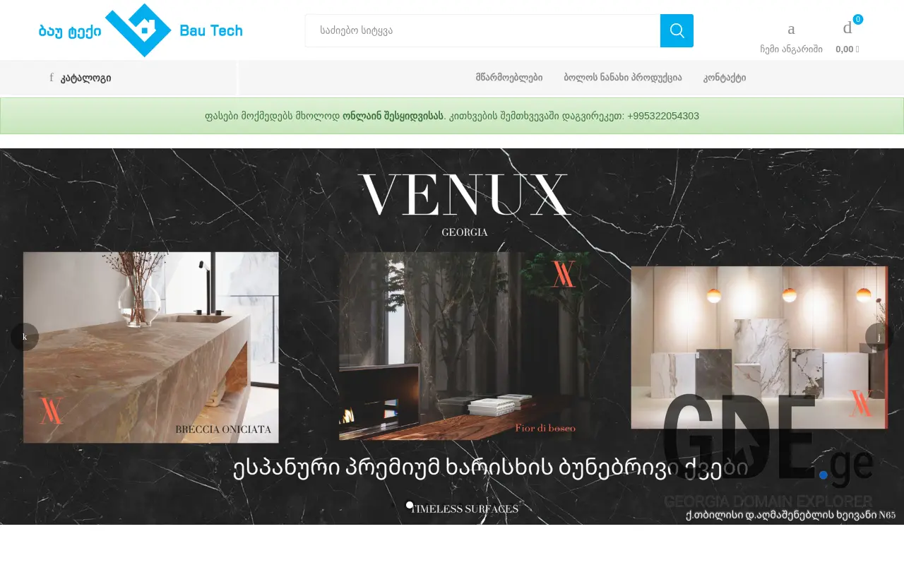 Screenshot of the site bautech.ge at 2025-11-28