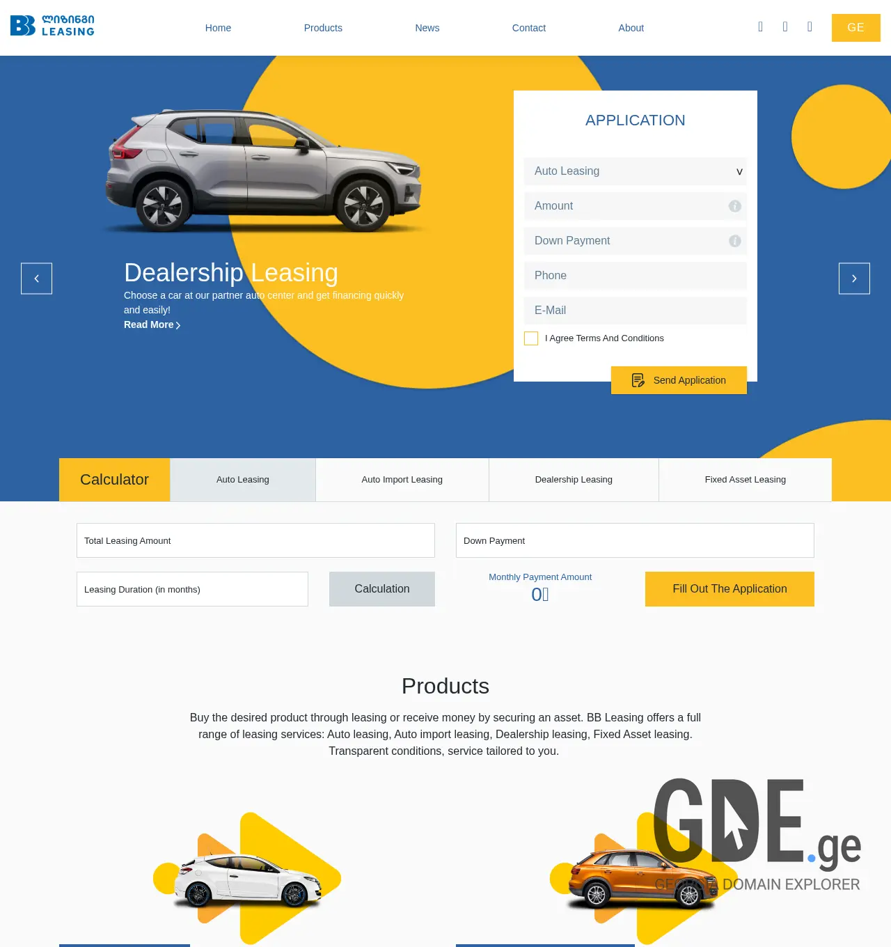 Screenshot of the site bbleasing.ge at 2025-11-30