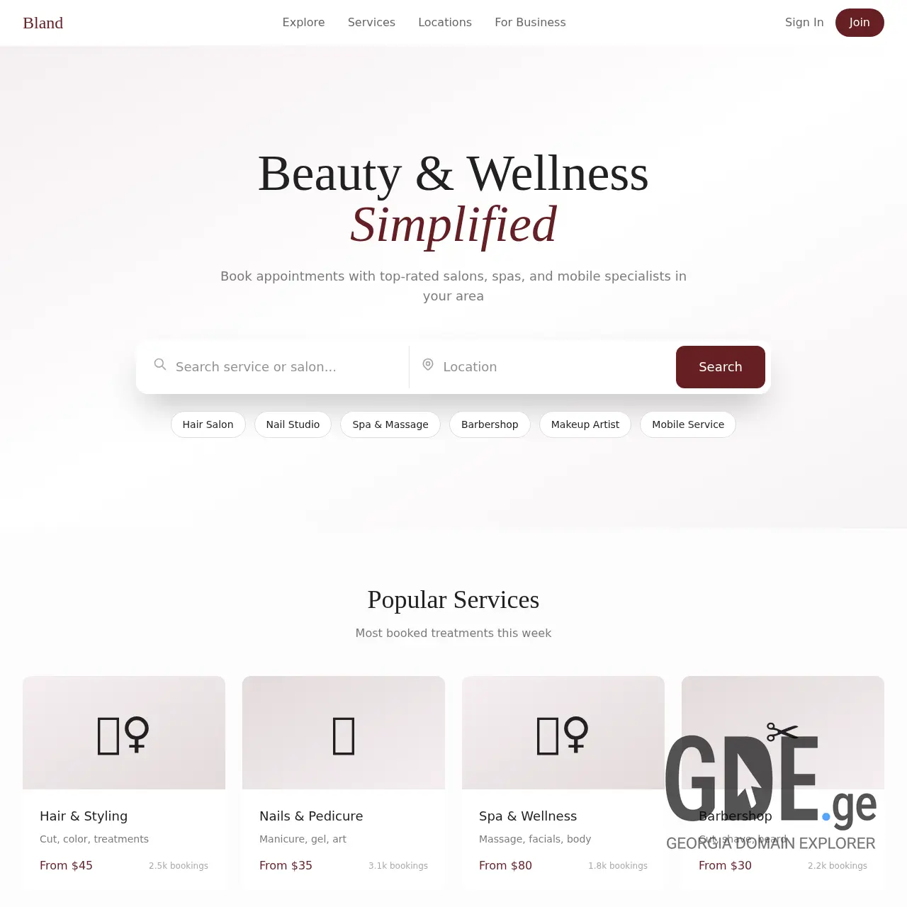 Screenshot of the site beland.ge at 2025-12-14