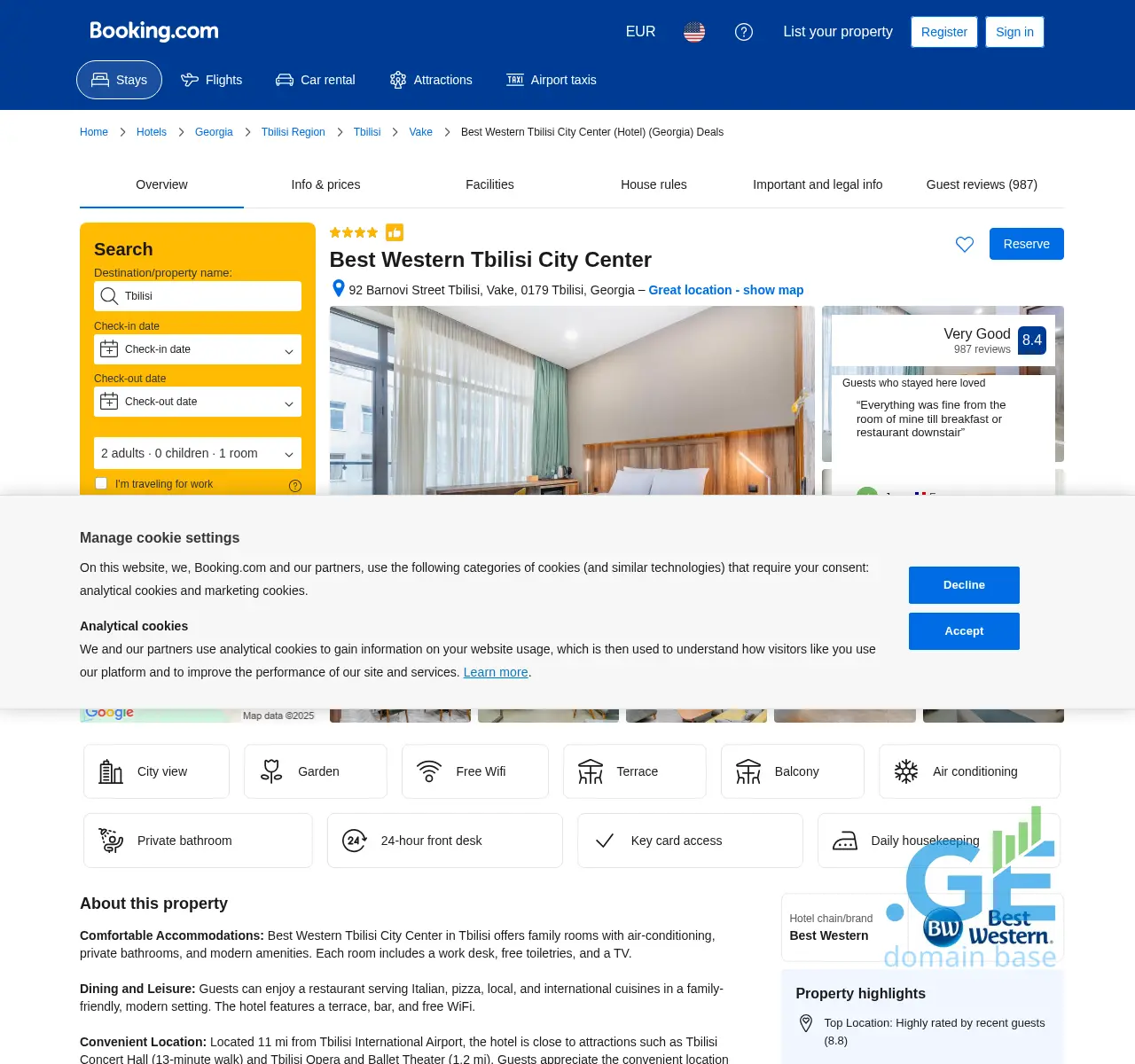 Screenshot of the site bestwesterntbilisi.ge at 2025-11-24