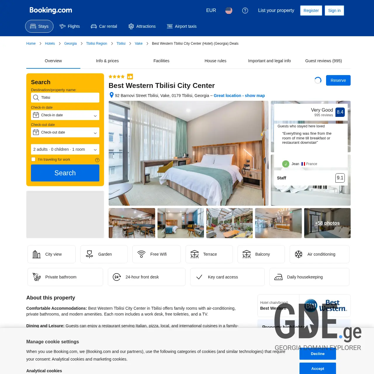 Screenshot of the site bestwesterntbilisi.ge at 2025-12-15