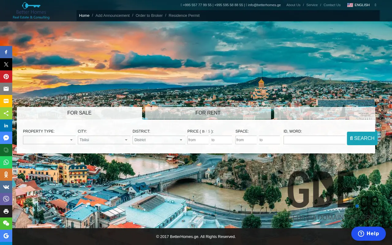 Screenshot of the site betterhomes.ge at 2025-11-28