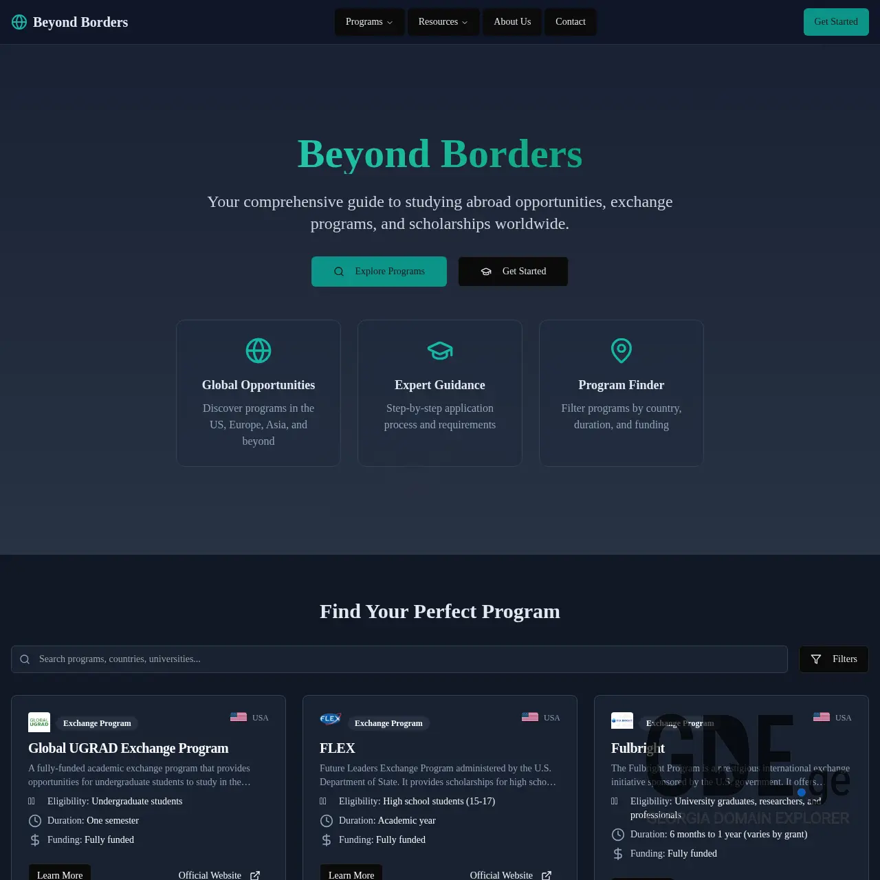 Screenshot of the site beyondborders.ge at 2025-12-08