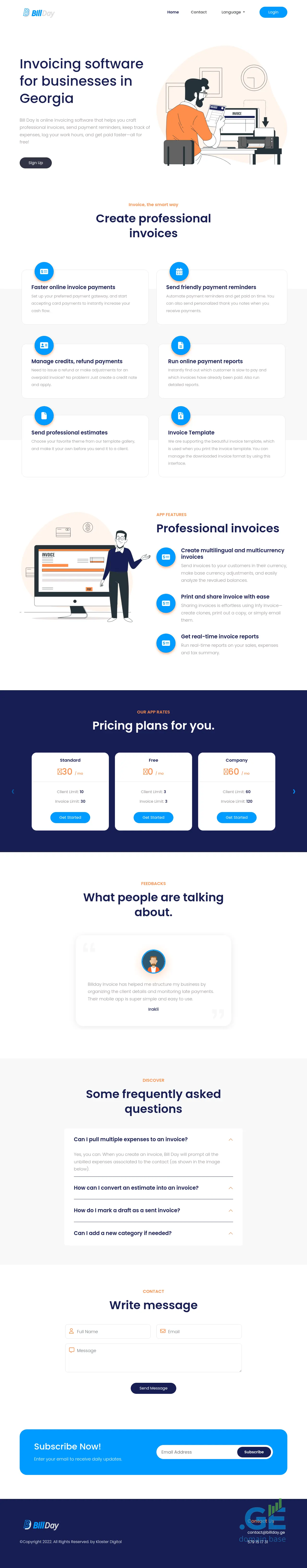 Screenshot of the site billday.ge