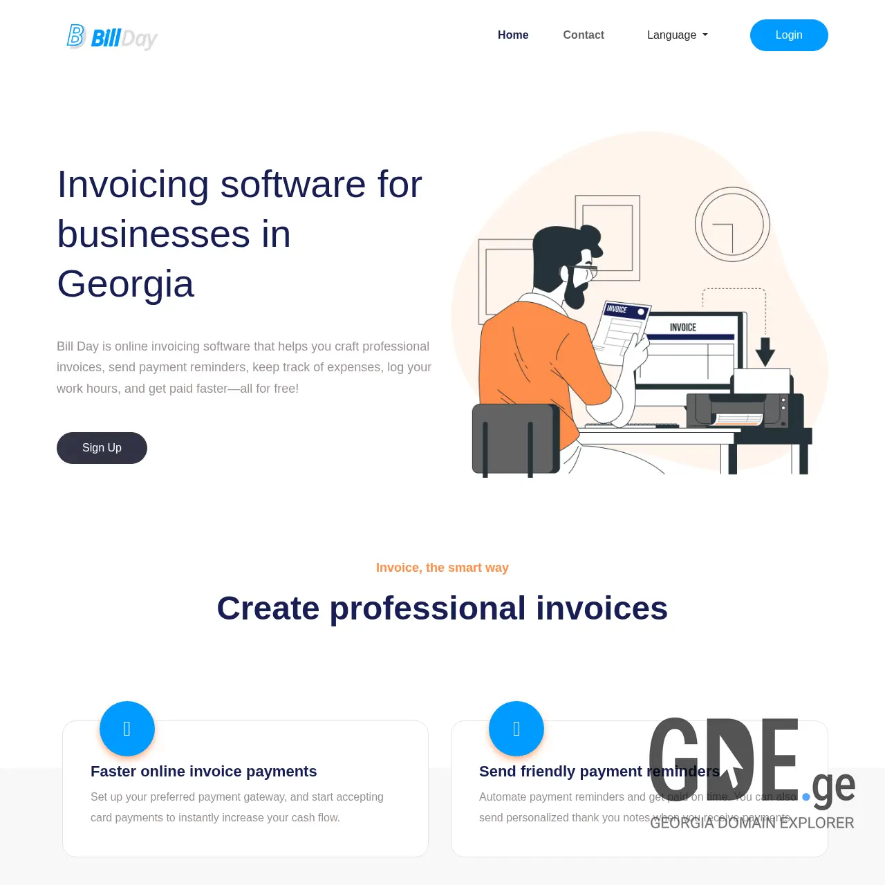 Screenshot of the site billday.ge at 2025-12-07