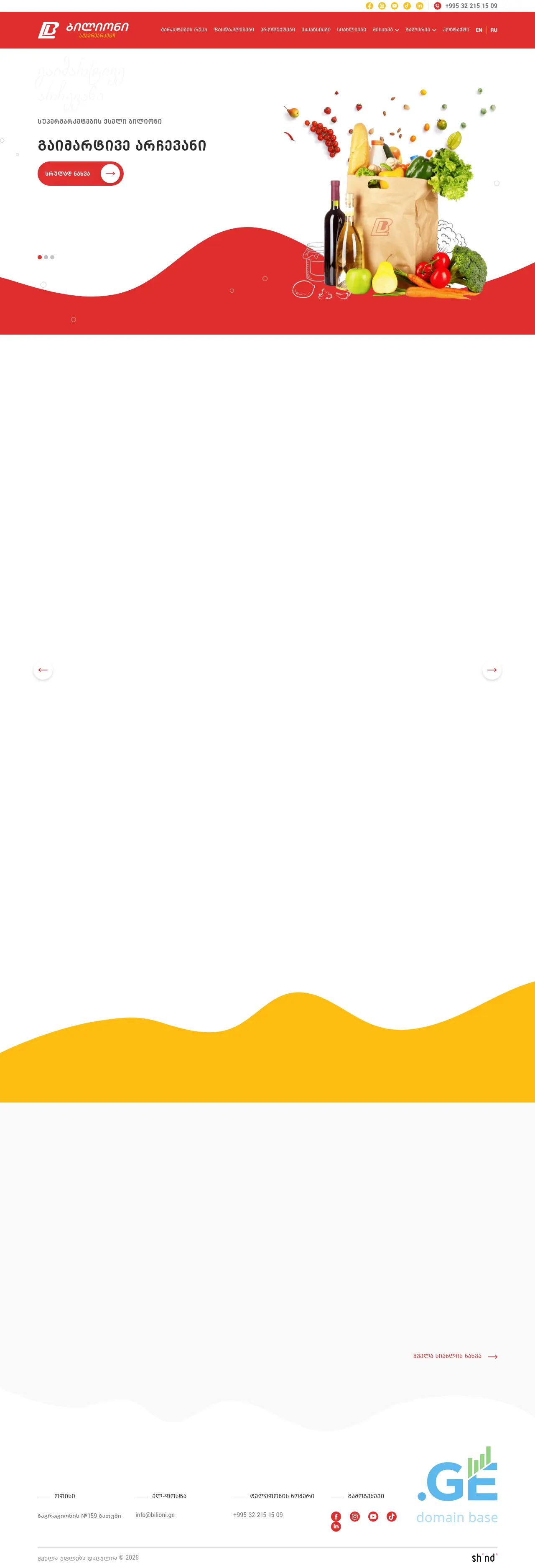 Screenshot of the site billioni.ge at 2025-10-04