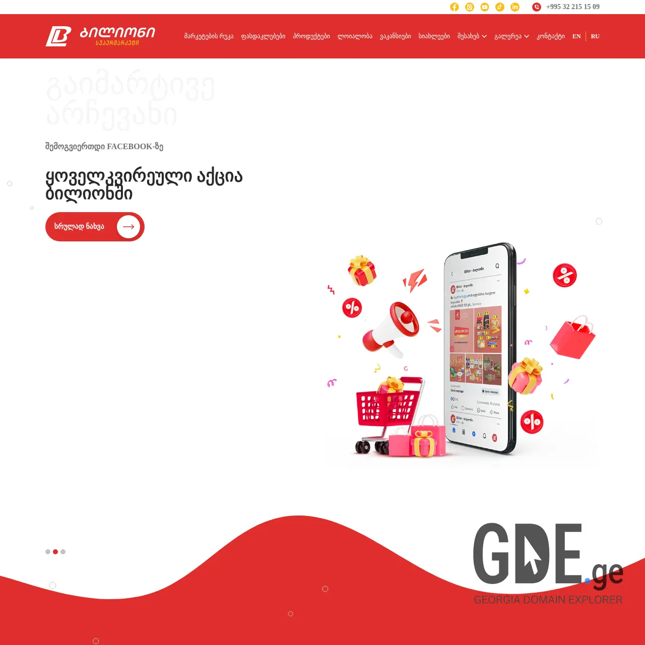 Screenshot of the site billioni.ge at 2025-12-08