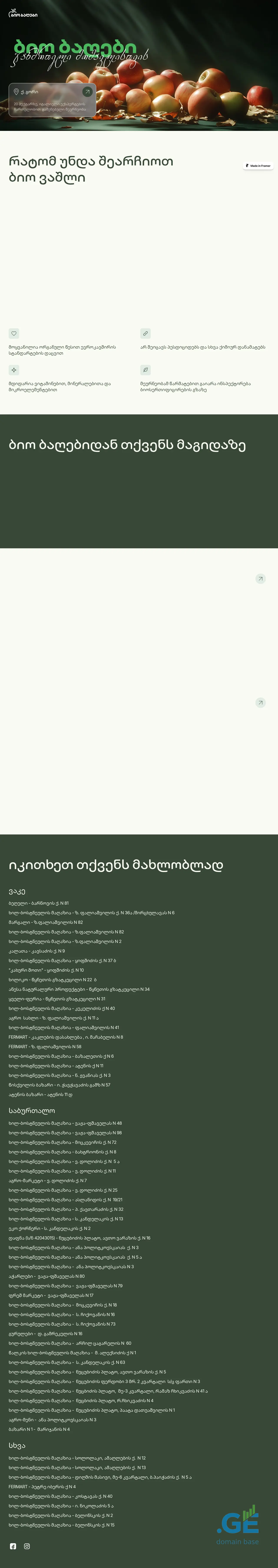 Screenshot of the site biogardens.ge