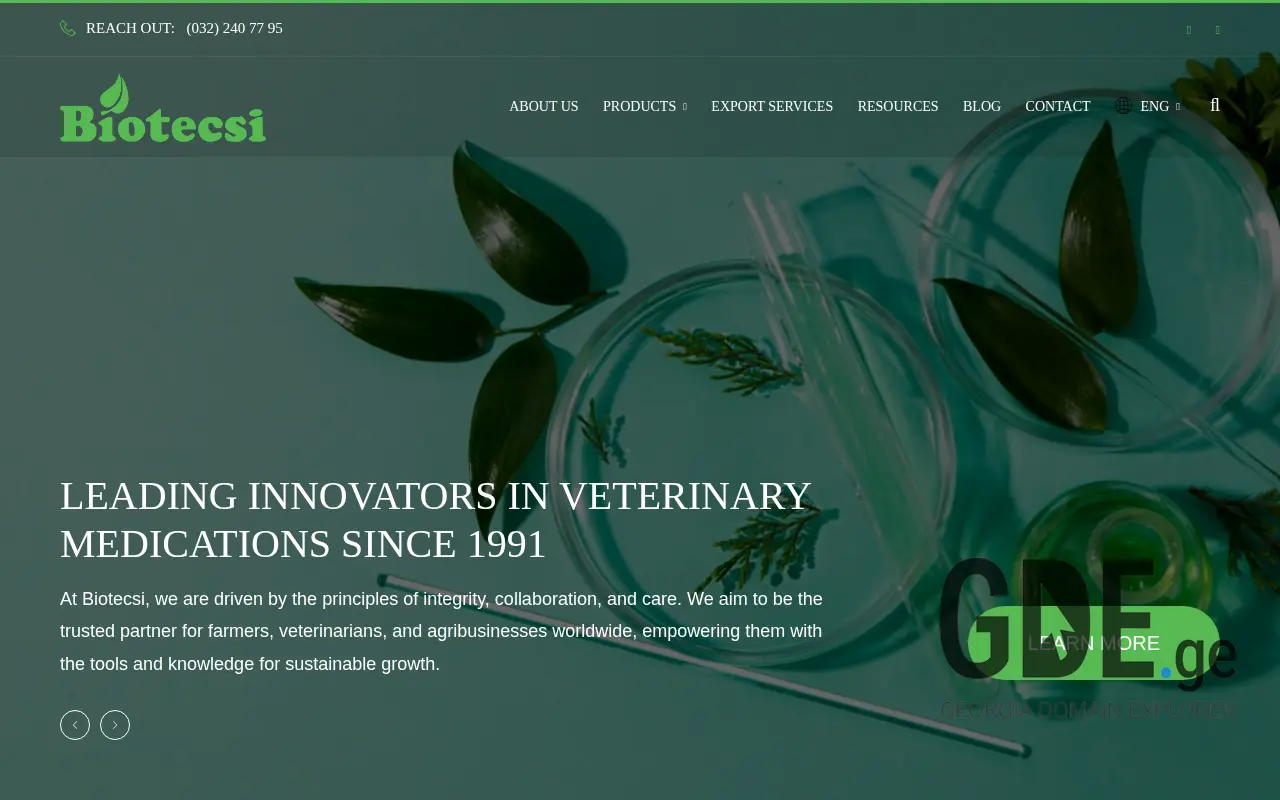 Screenshot of the site biotecsi.ge at 2025-11-28