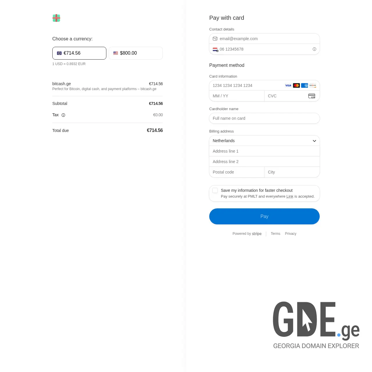 Screenshot of the site bitcash.ge at 2025-12-07
