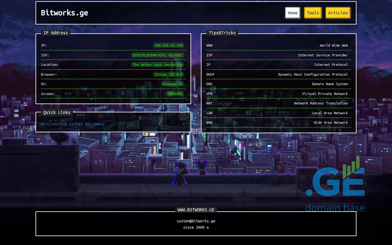 Screenshot of the site bitworks.ge