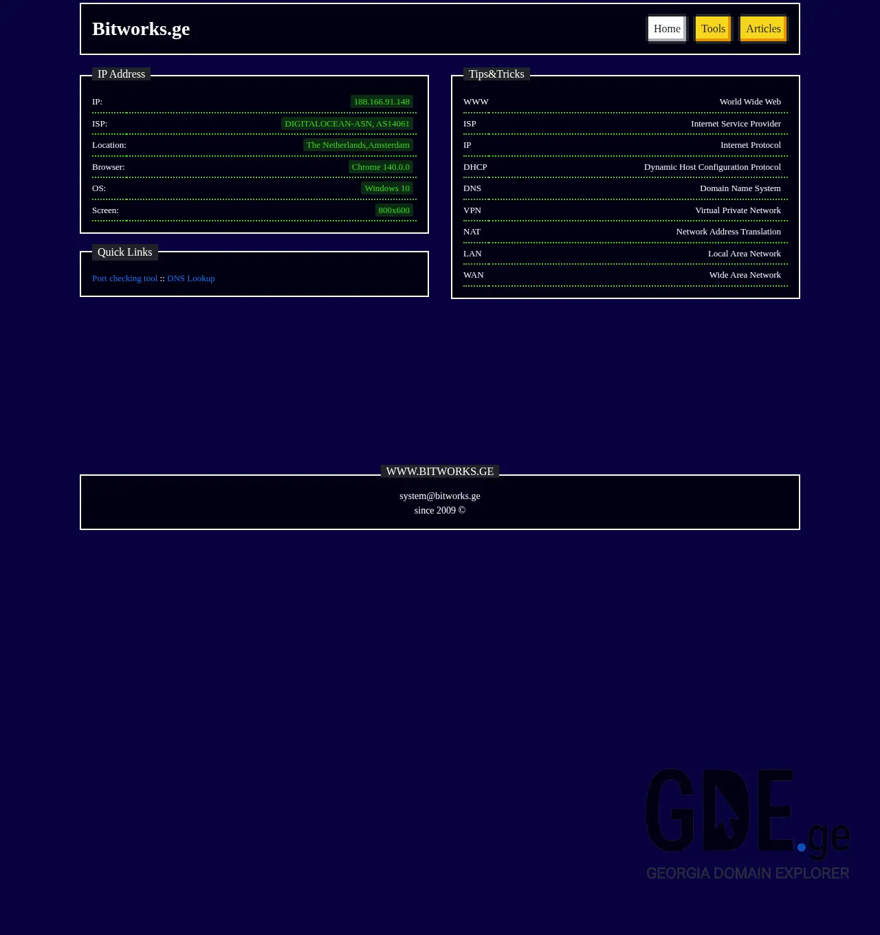 Screenshot of the site bitworks.ge at 2025-11-30