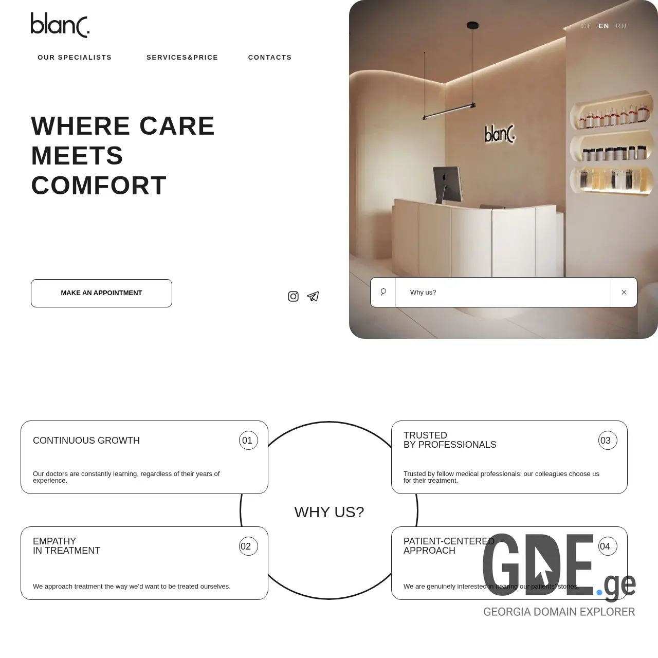 Screenshot of the site blancdental.ge at 2025-12-08