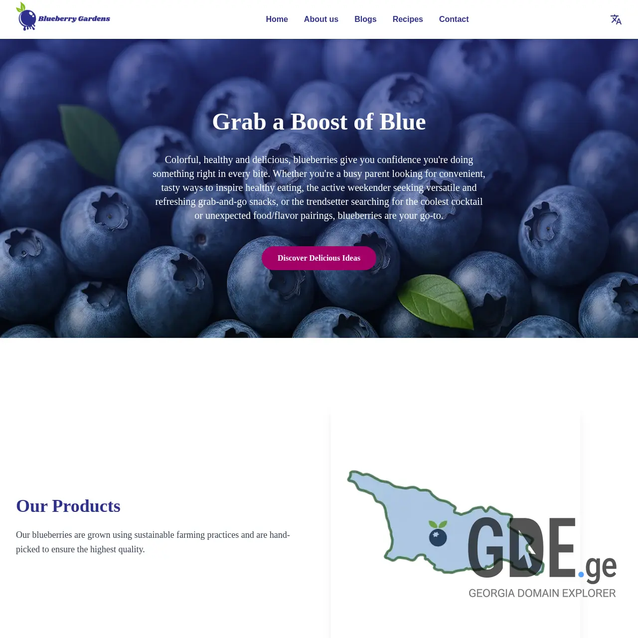 Screenshot of the site blueberrygardens.ge at 2025-12-08