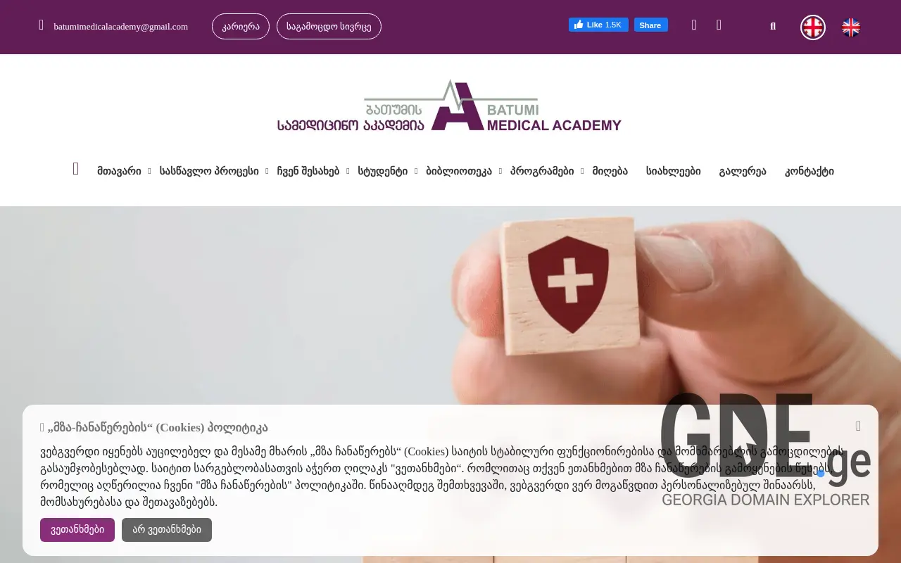 Screenshot of the site bmeda.edu.ge at 2025-11-28
