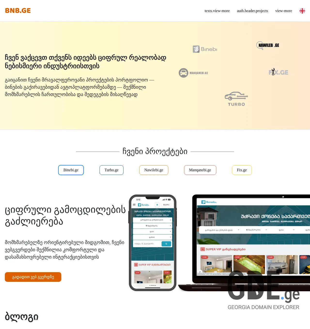Screenshot of the site bnb.ge at 2025-11-30