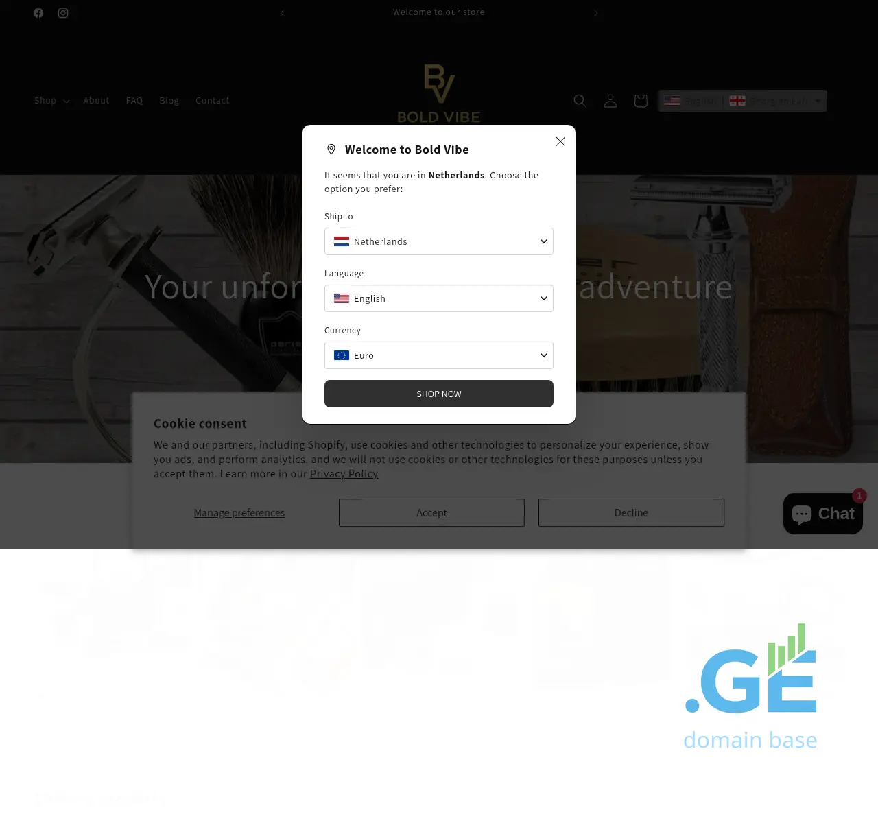 Screenshot of the site boldvibe.ge at 2025-10-26
