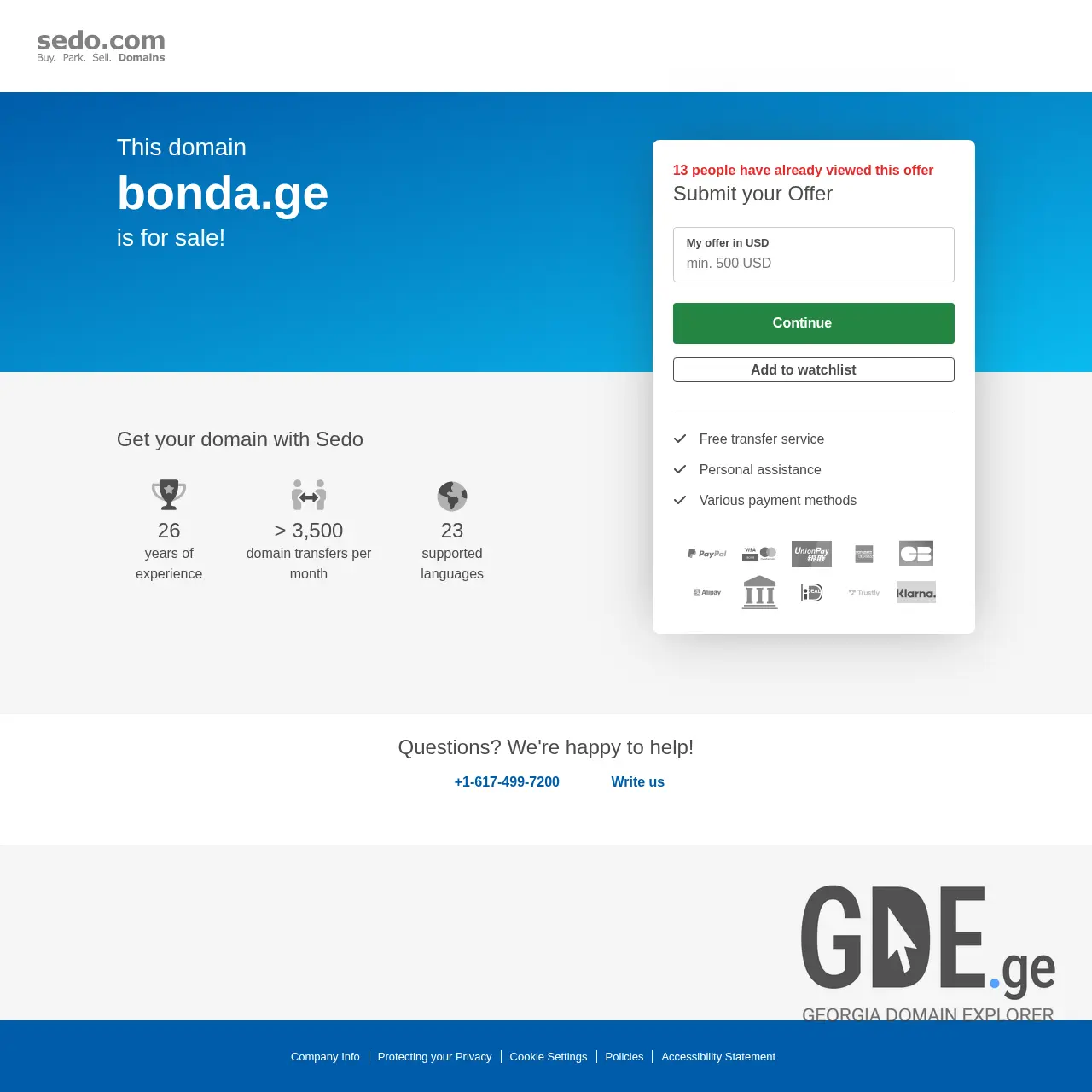 Screenshot of the site bonda.ge at 2025-12-20