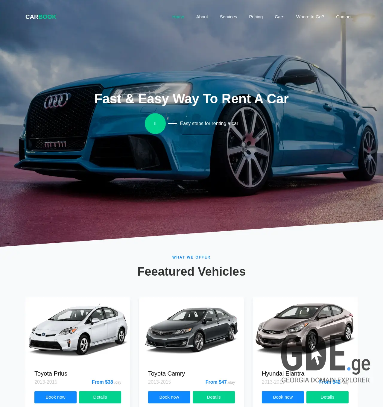 Screenshot of the site bookcar.ge at 2025-11-30