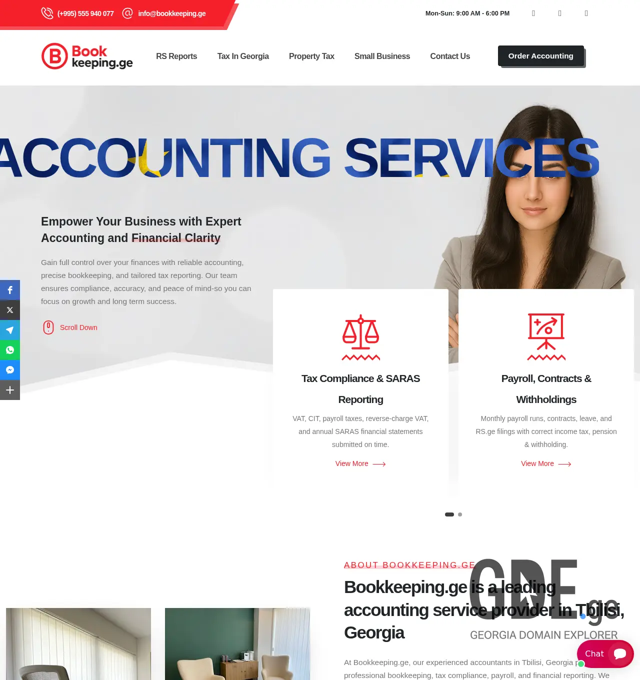 Screenshot of the site bookkeeping.ge at 2025-11-30