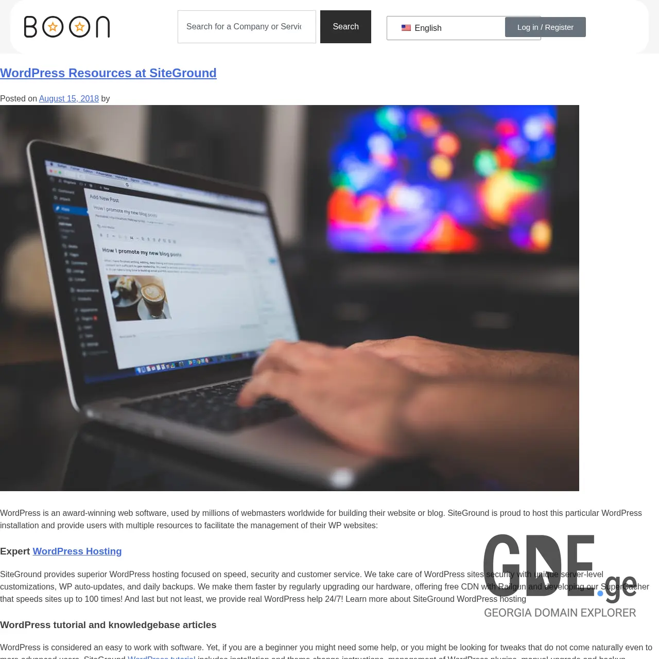 Screenshot of the site boon.ge at 2025-12-07