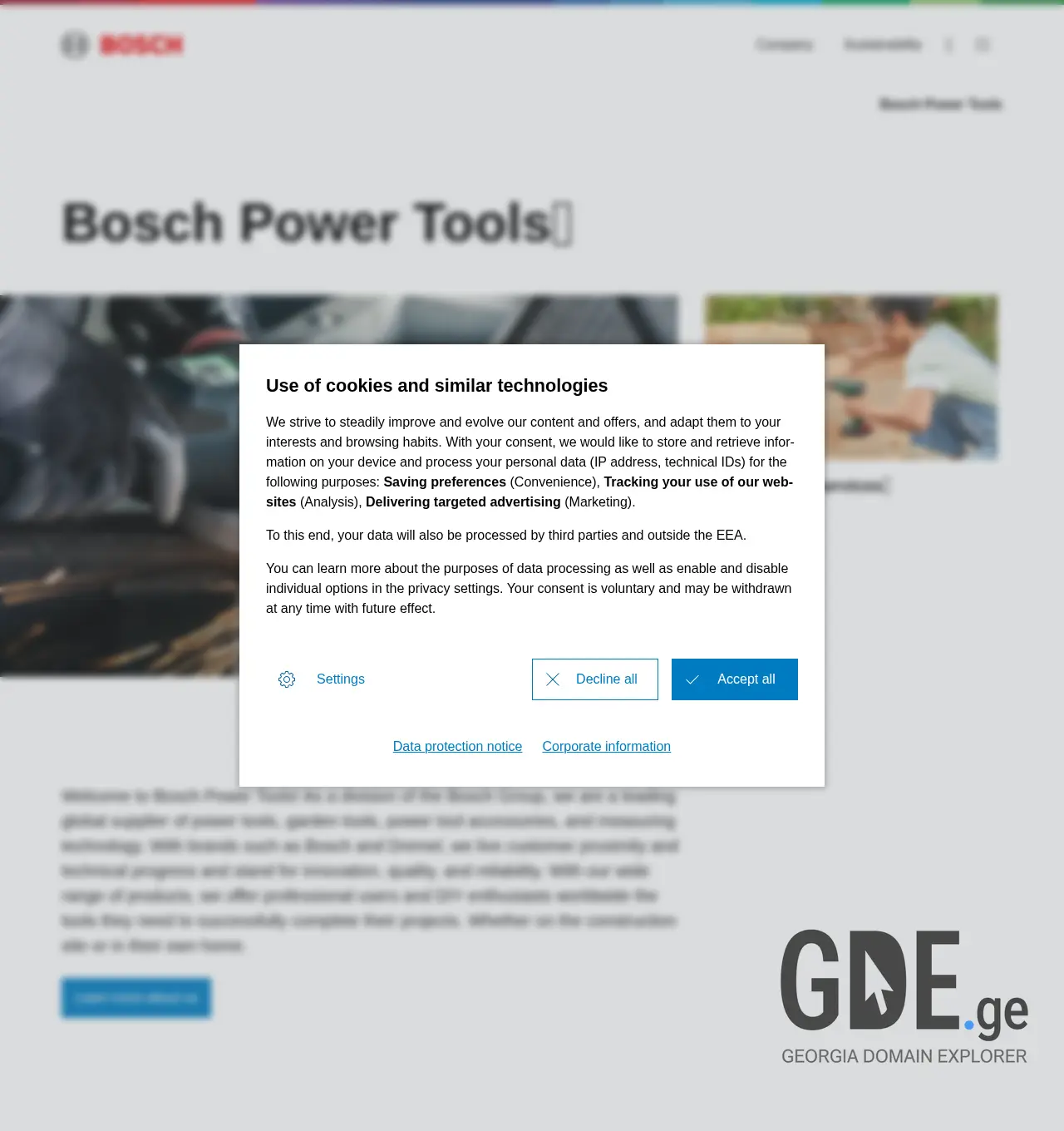 Screenshot of the site bosch-pt.ge at 2025-11-30