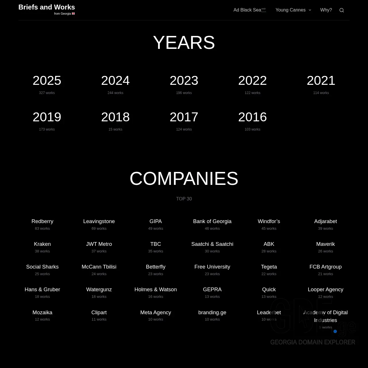 Screenshot of the site briefsandworks.ge at 2025-12-07