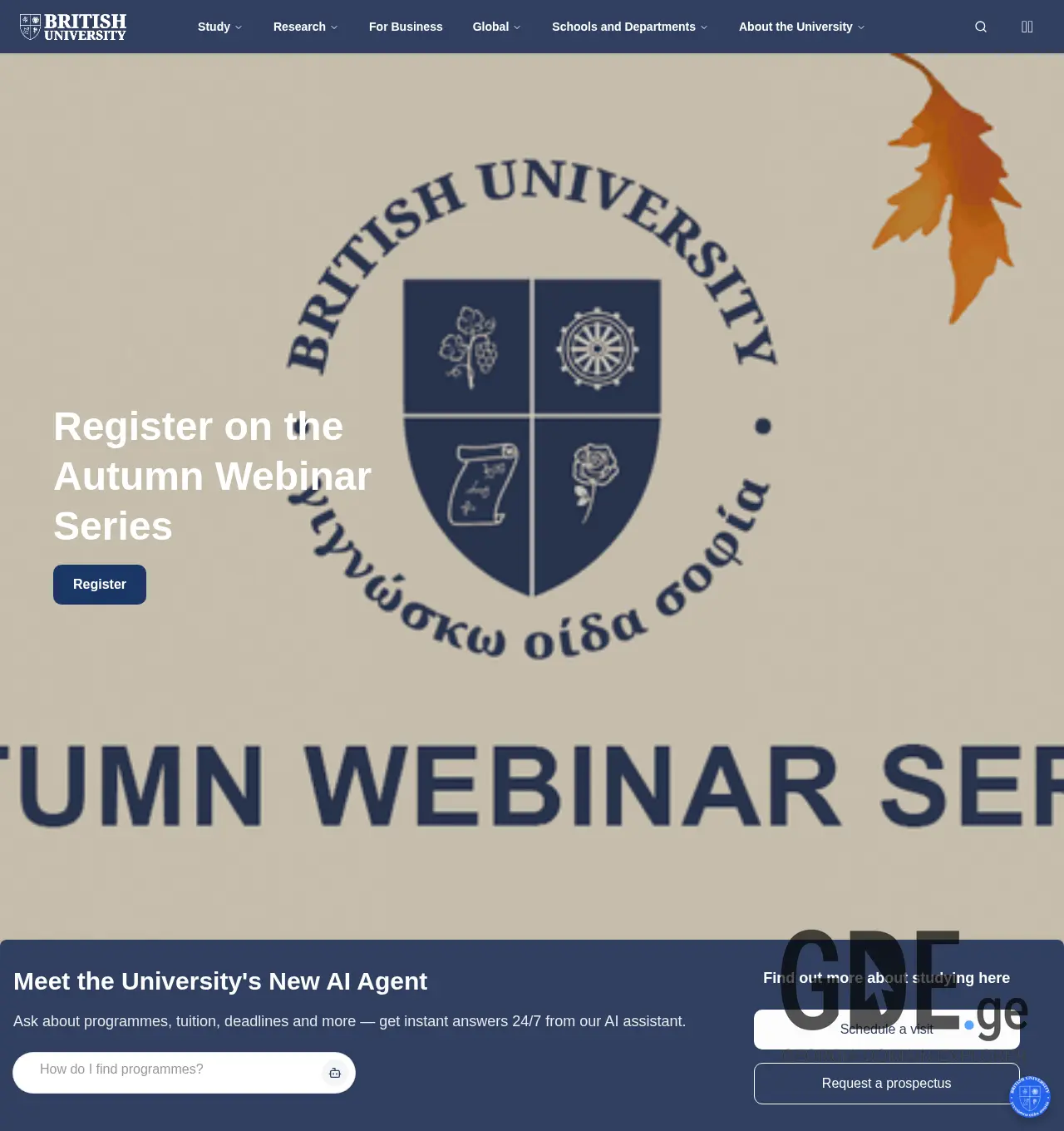 Screenshot of the site britishuni.edu.ge at 2025-11-30