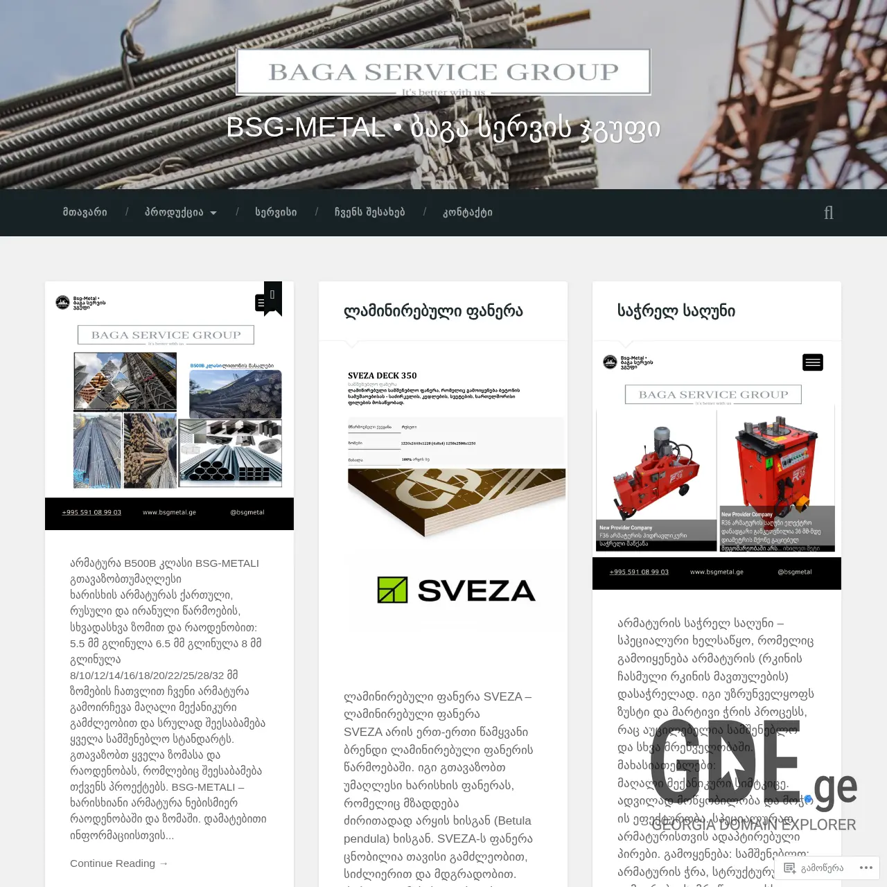 Screenshot of the site bsgmetal.ge at 2025-12-07