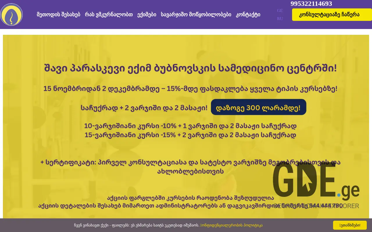 Screenshot of the site bubnovsky.ge at 2025-11-28