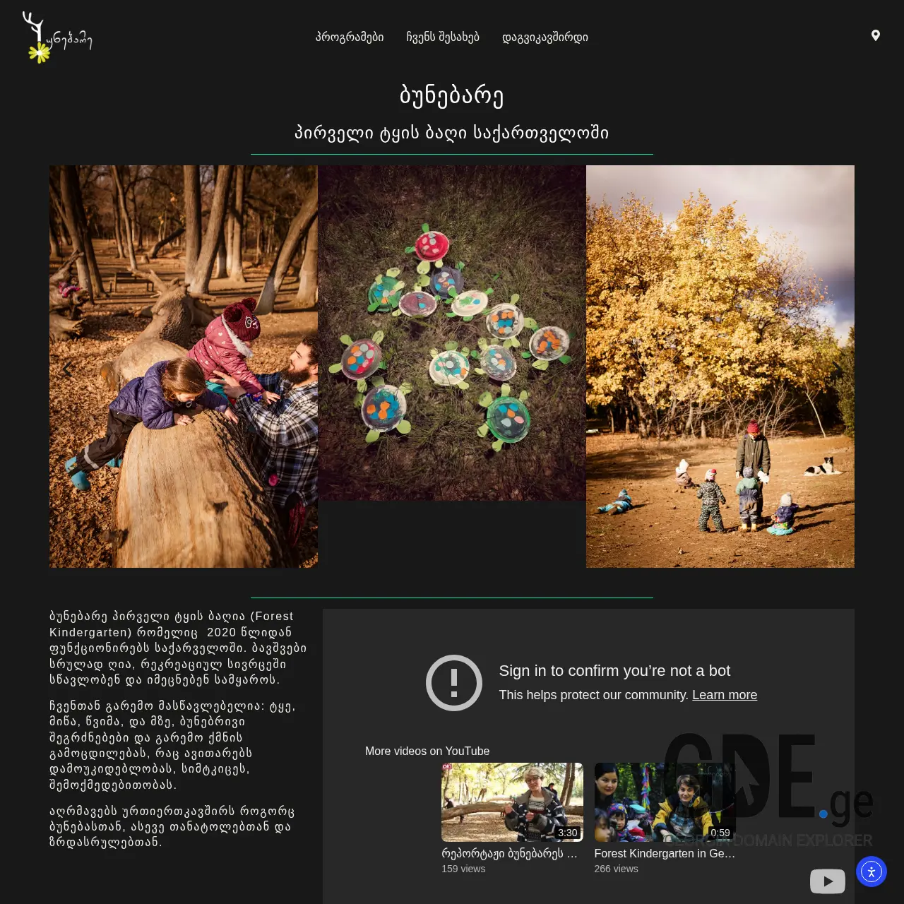 Screenshot of the site bunebare.ge at 2025-12-15