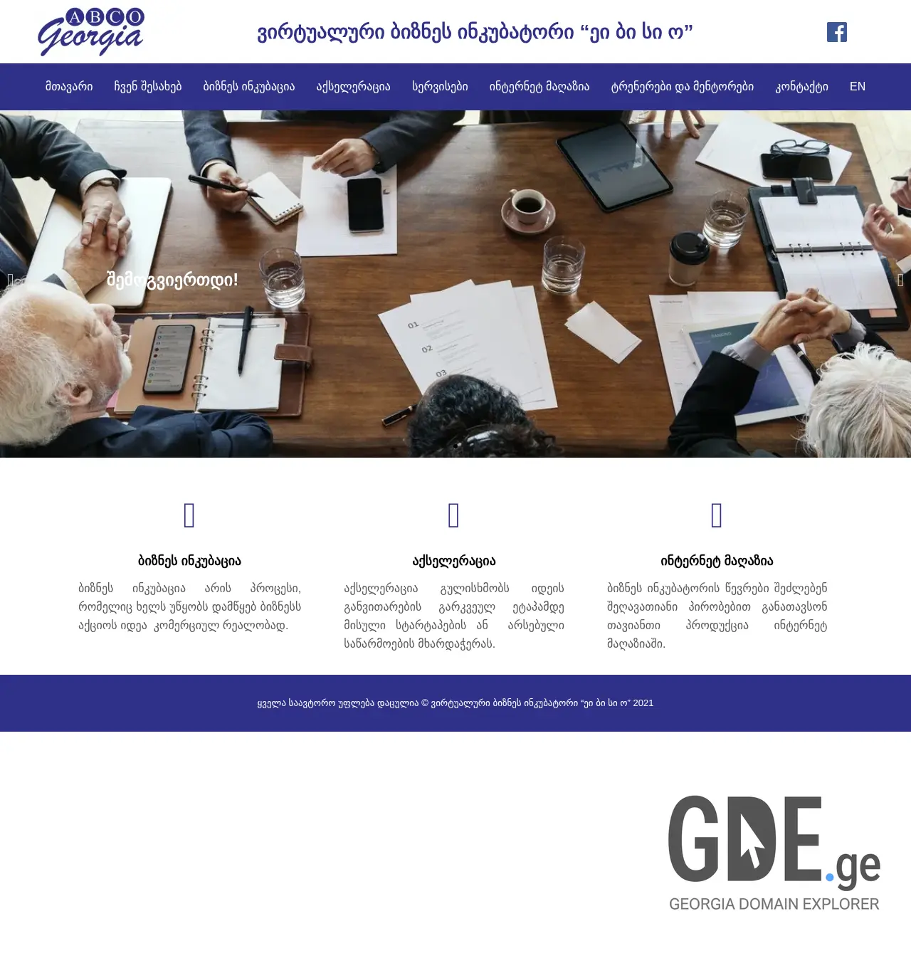 Screenshot of the site businessincubator.ge at 2025-11-30