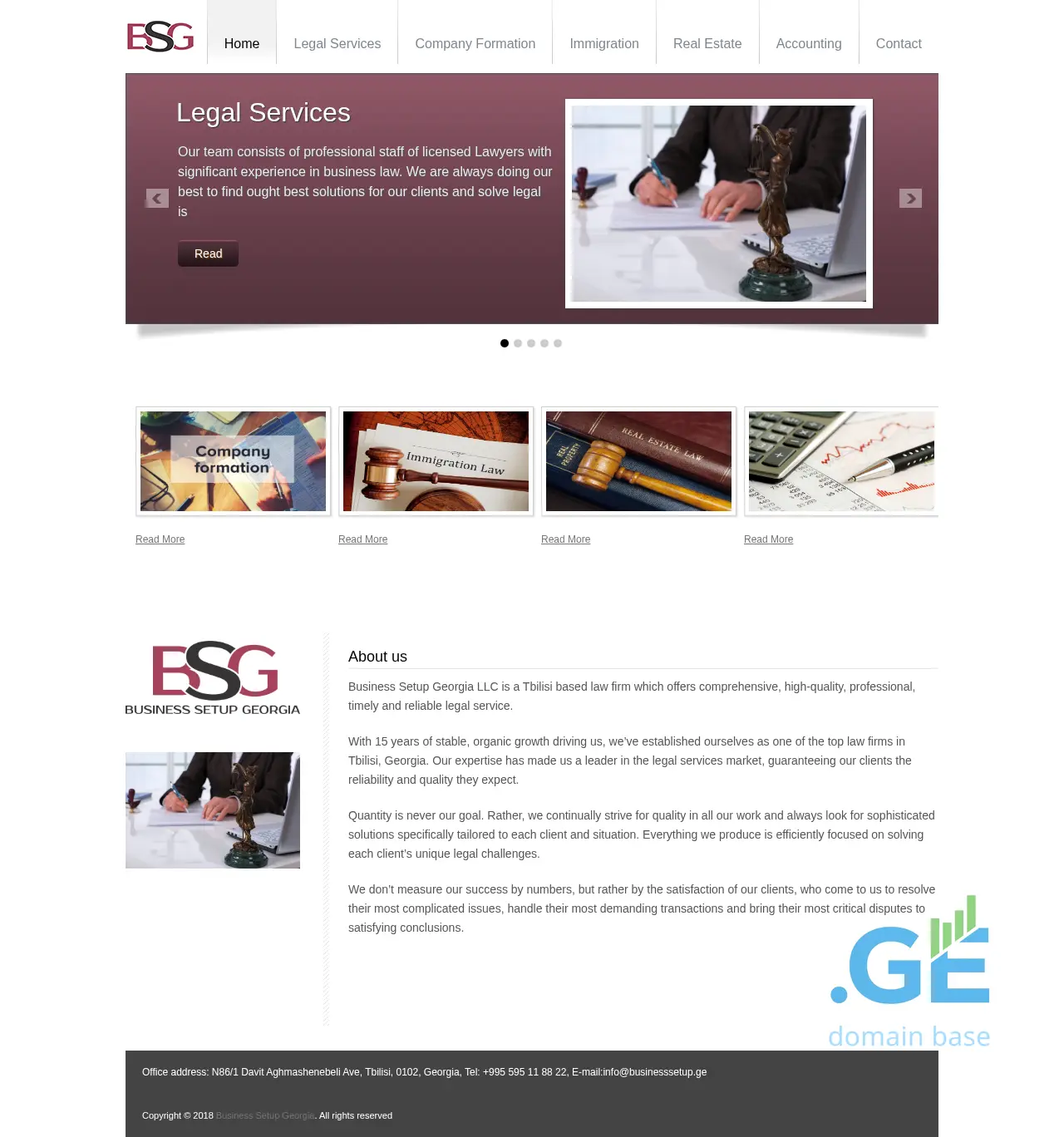 Screenshot of the site businesssetup.ge