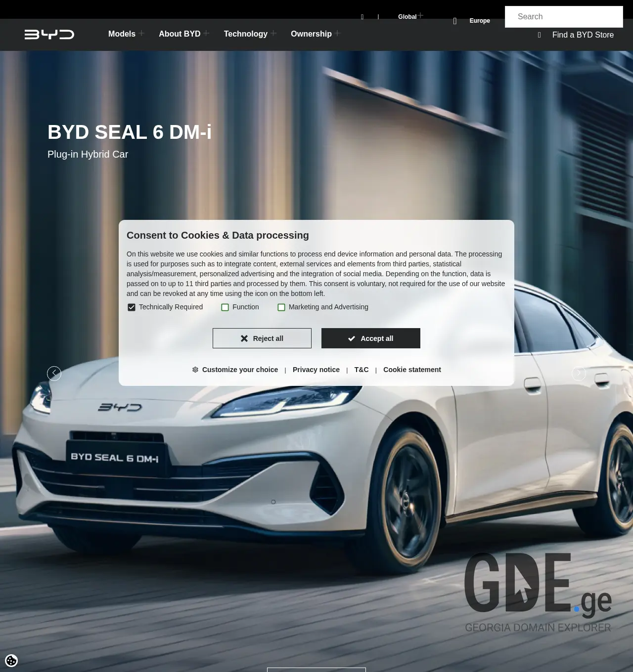 Screenshot of the site byd.ge at 2025-11-30